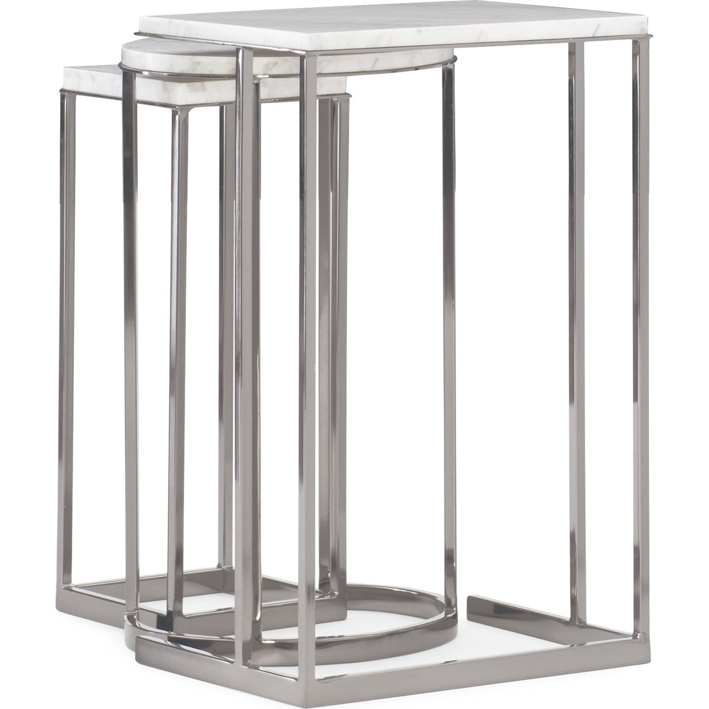 004 SR-877718 | Additional Silo | Exposition Nesting End Tables by Caracole in nickel, marble. Made from metal, marble in a modern style.