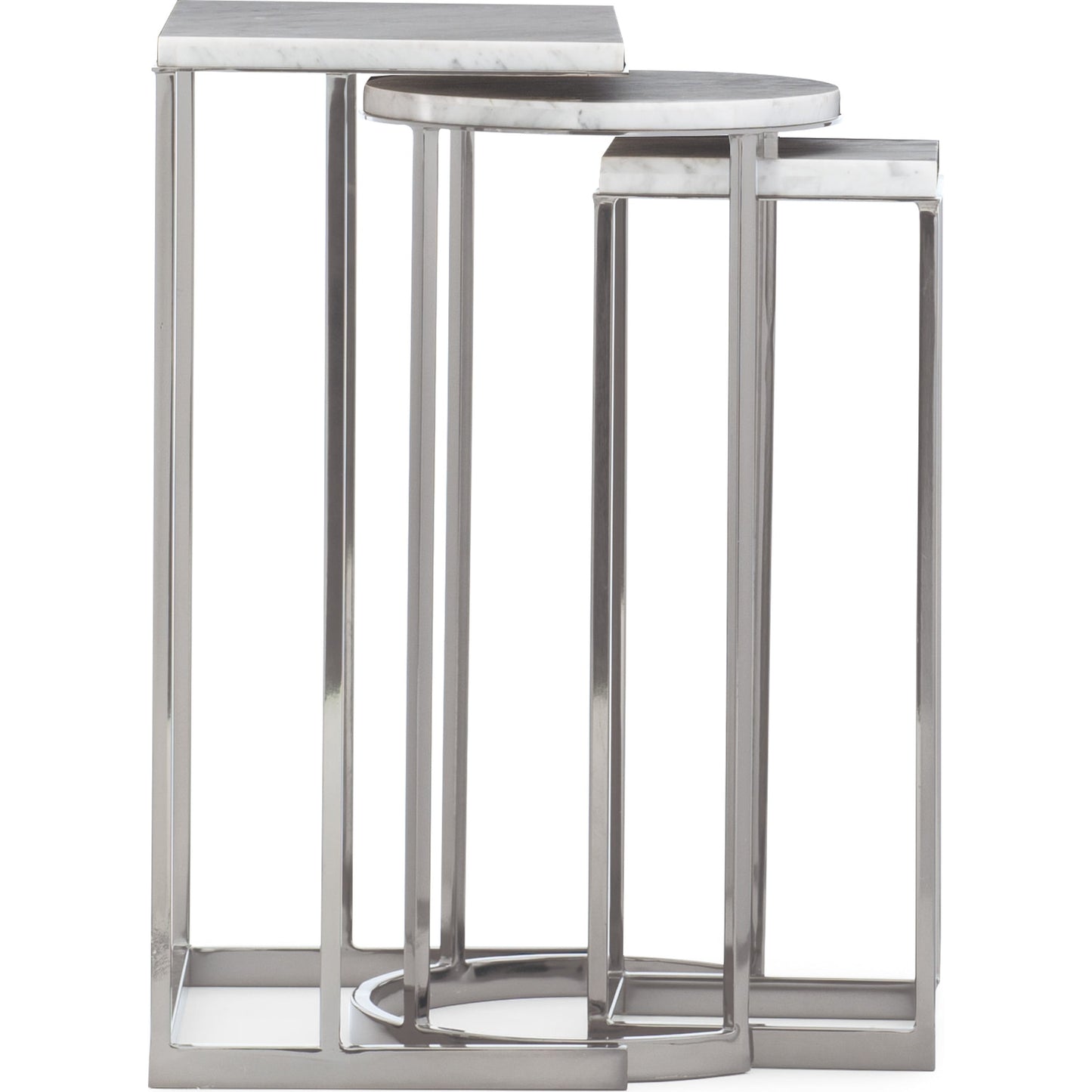 003 SR-877718 | Additional Silo | Exposition Nesting End Tables by Caracole in nickel, marble. Made from metal, marble in a modern style.
