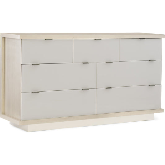 Expressions Dresser by Caracole in gray, ash, taupe, gray and ash taupe, winter haze, delicate grey. Made from ash in a modern style.