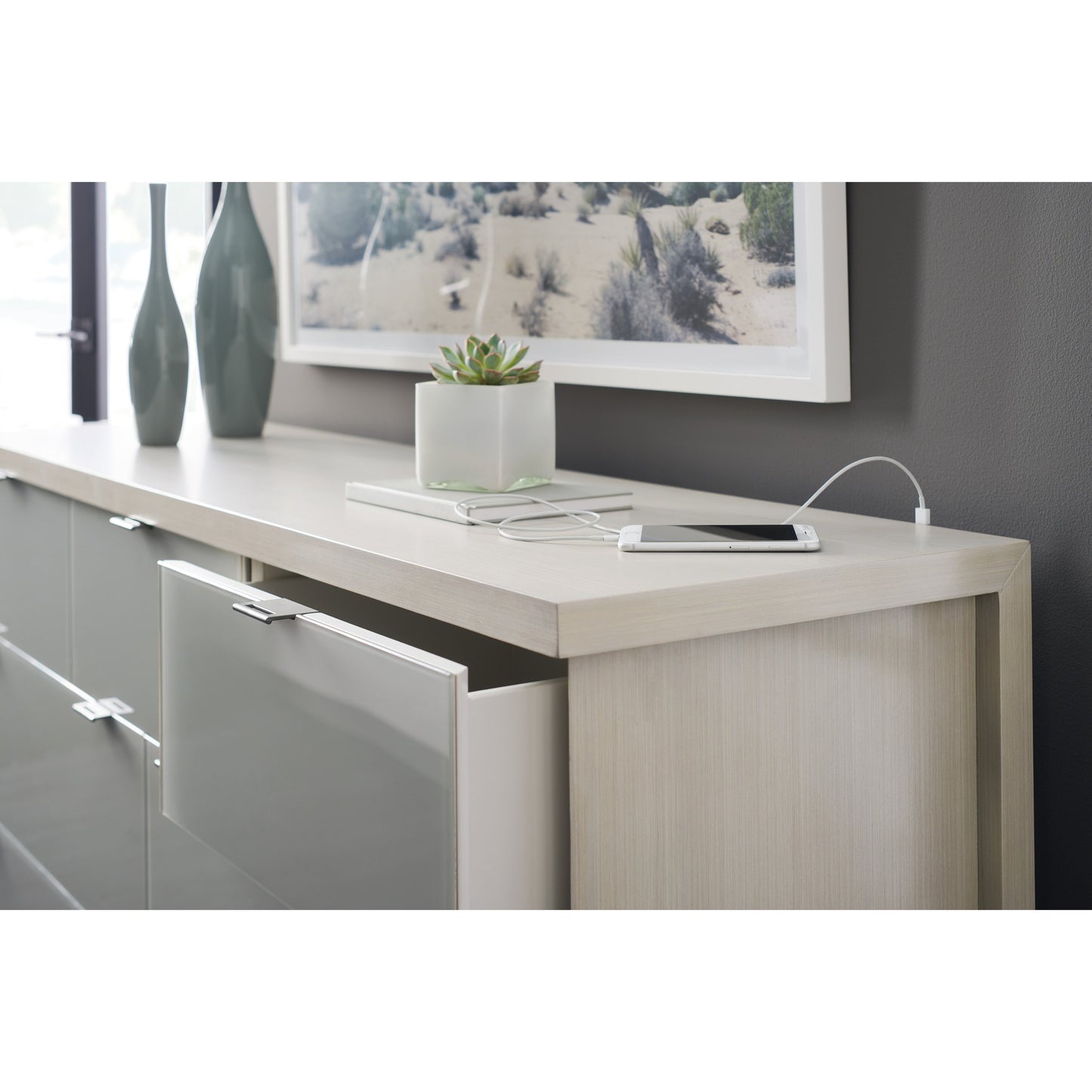 004 SR-877724 | Additional Silo | Expressions Dresser by Caracole in gray, ash, taupe, gray and ash taupe, winter haze, delicate grey. Made from ash in a modern style.