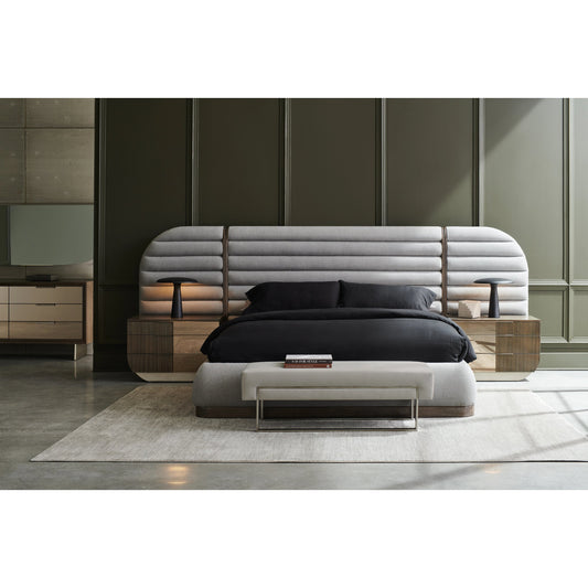 La Moda Upholstered Bed Side Panels by Caracole in gray and sepia. Made from birch in a modern style.
