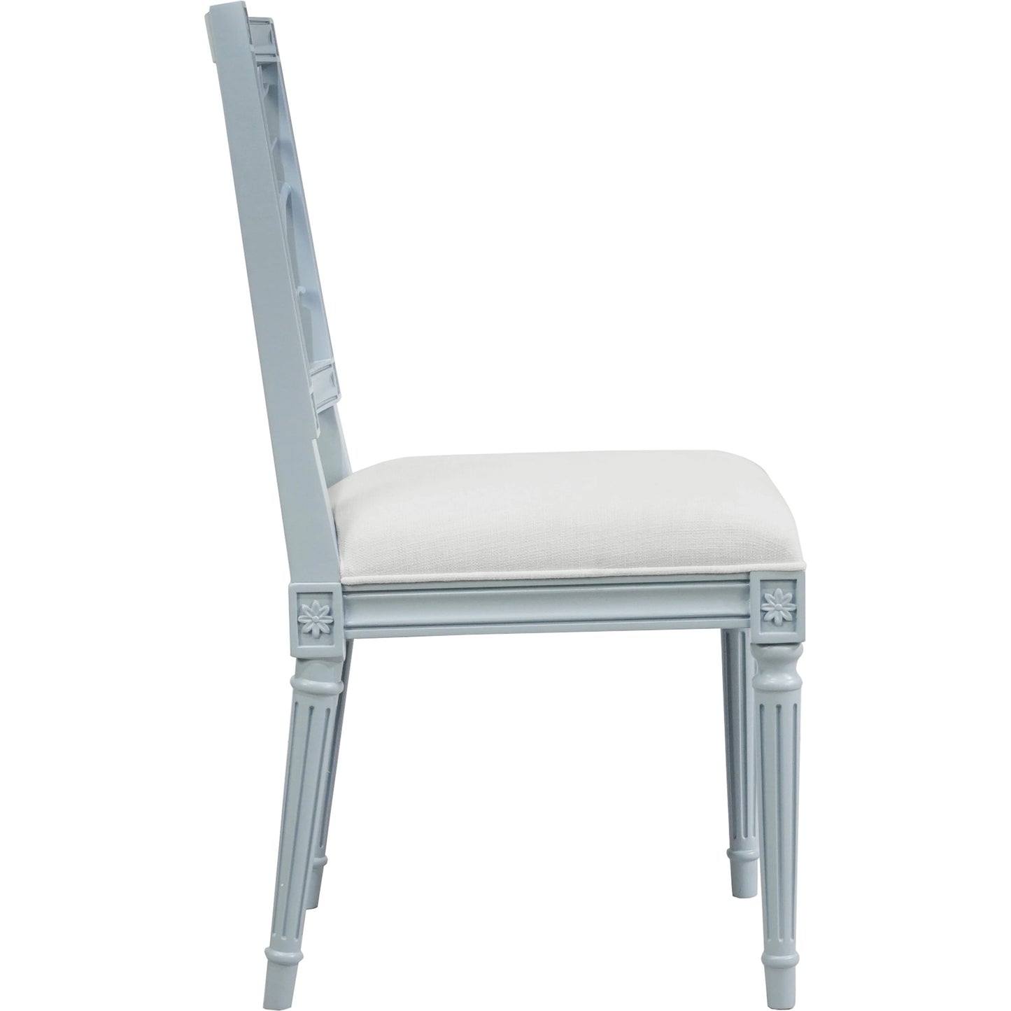 003 SI-1966067 | Additional Silo | McKay Coral Motif Back Dining Chair by Worlds Away in white and light blue. Made from unique in a coastal style.