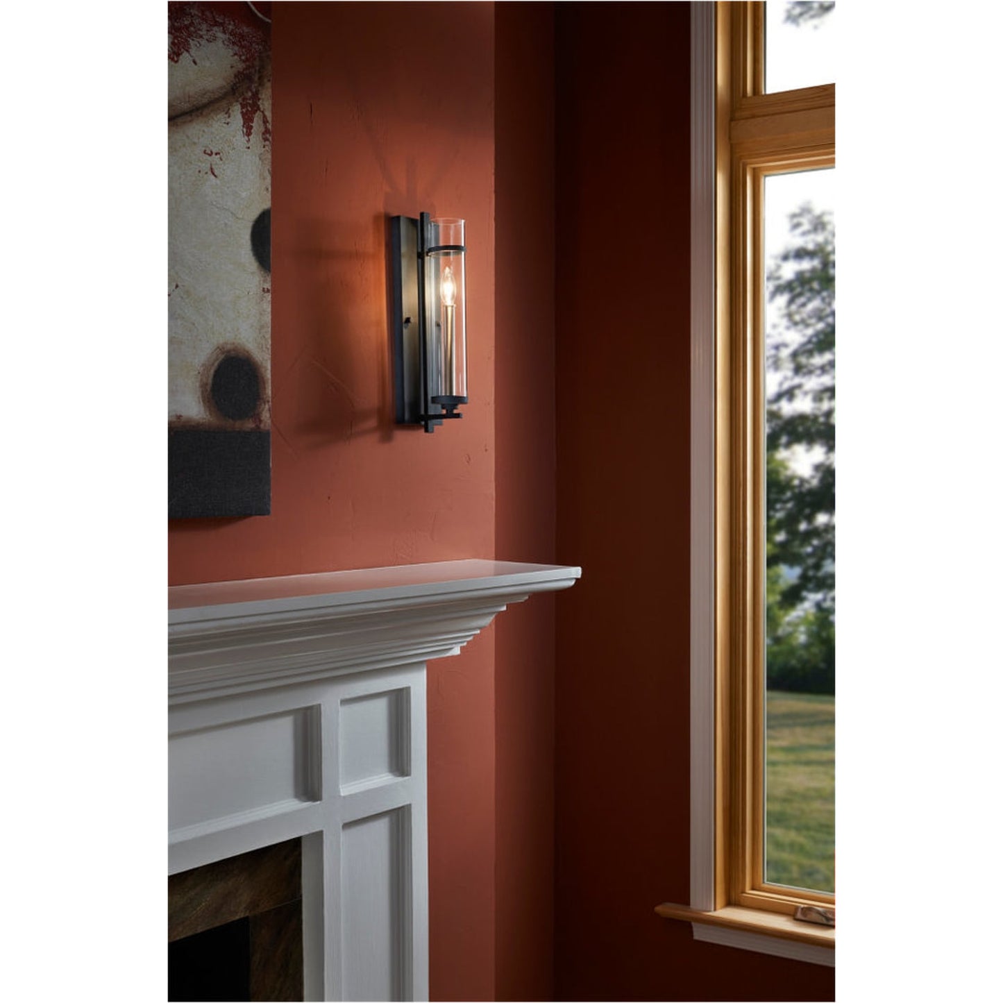 003 S-284517 | Lifestyle | Ethan Sconce by Generation Lighting in antique forged iron, brushed steel. Made from steel in a modern style.