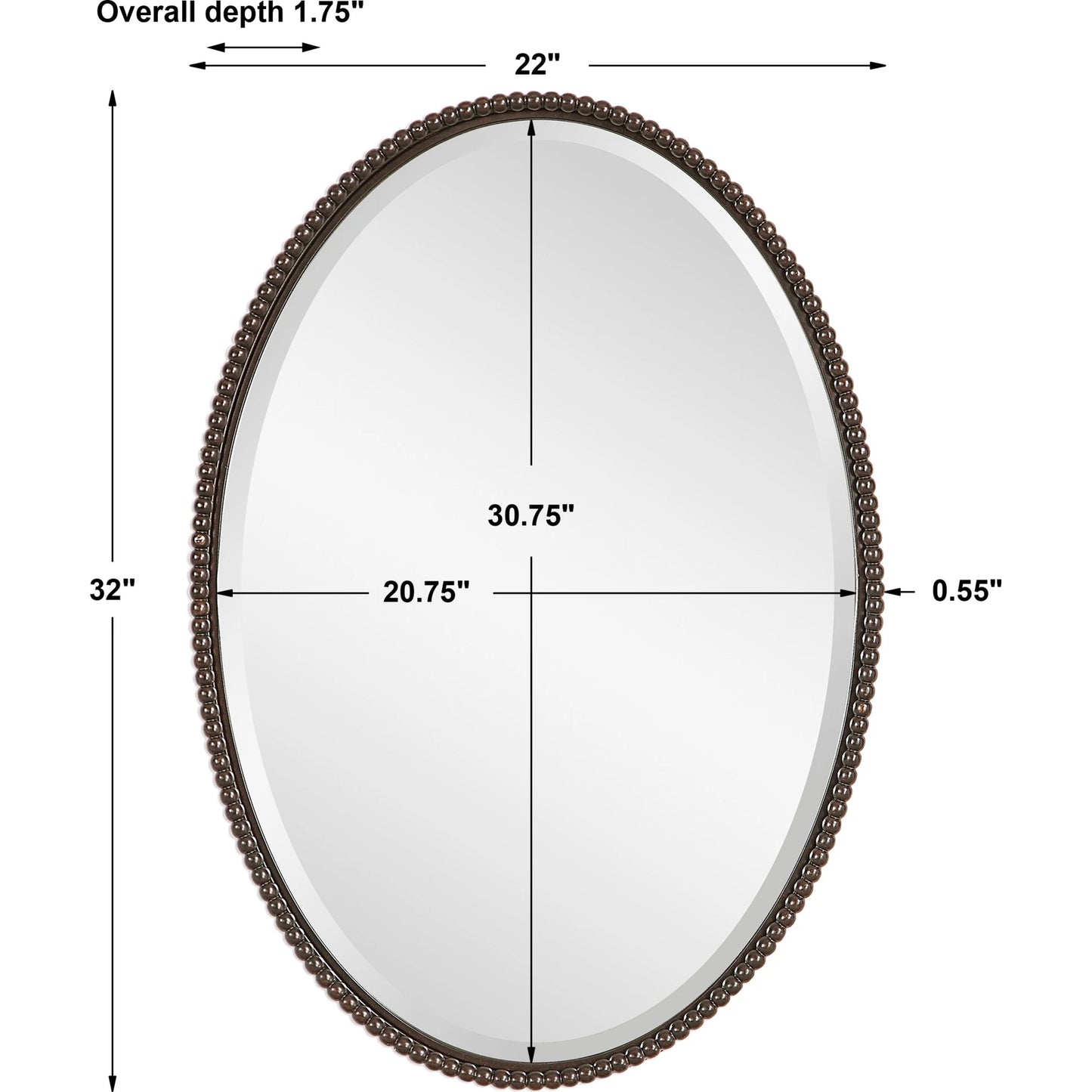 016 S-251558 | Additional Silo | Sherise Oval Mirror by Uttermost. Made from metal, glass in a modern style.