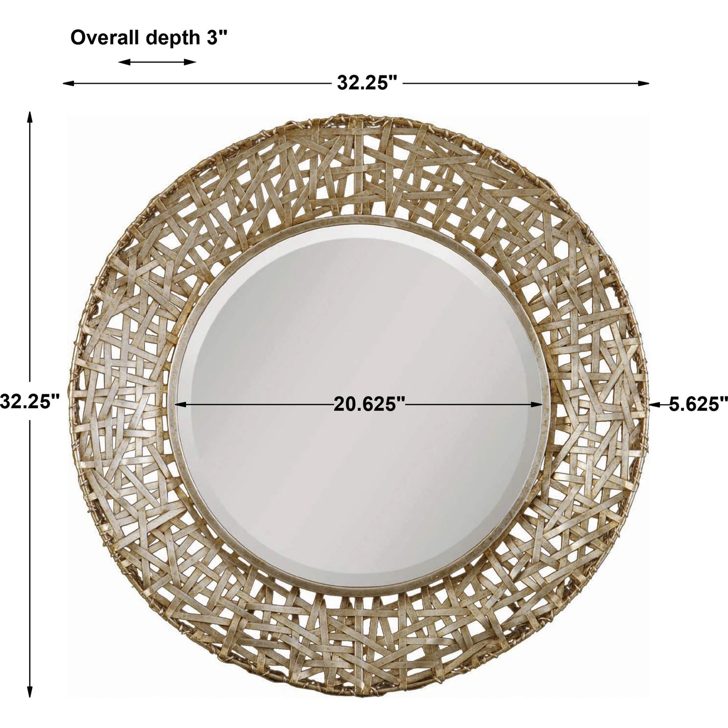 002 S-251987 | Additional Silo | Alita Woven Metal Mirror by Uttermost in light. Made from glass, iron, mdf in a modern style.