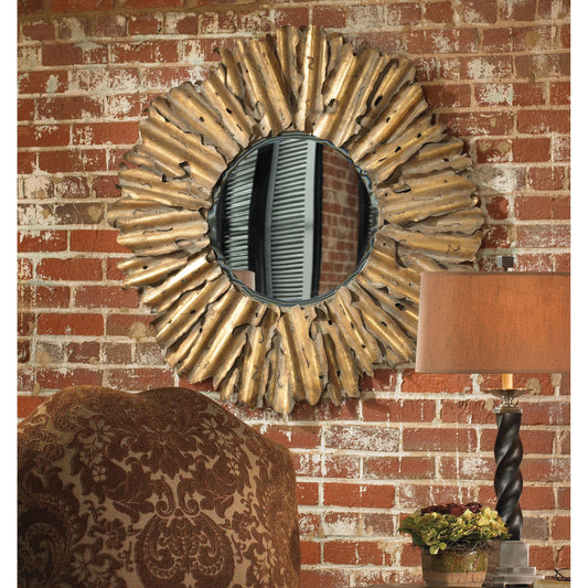 Hemani Mirror by Uttermost in gold. Made from metal in a modern style.