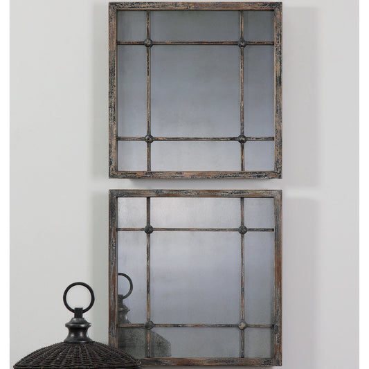 Saragano Square Mirrors (Set of 2) by Uttermost. Made from fir in a cottage & farmhouse style.