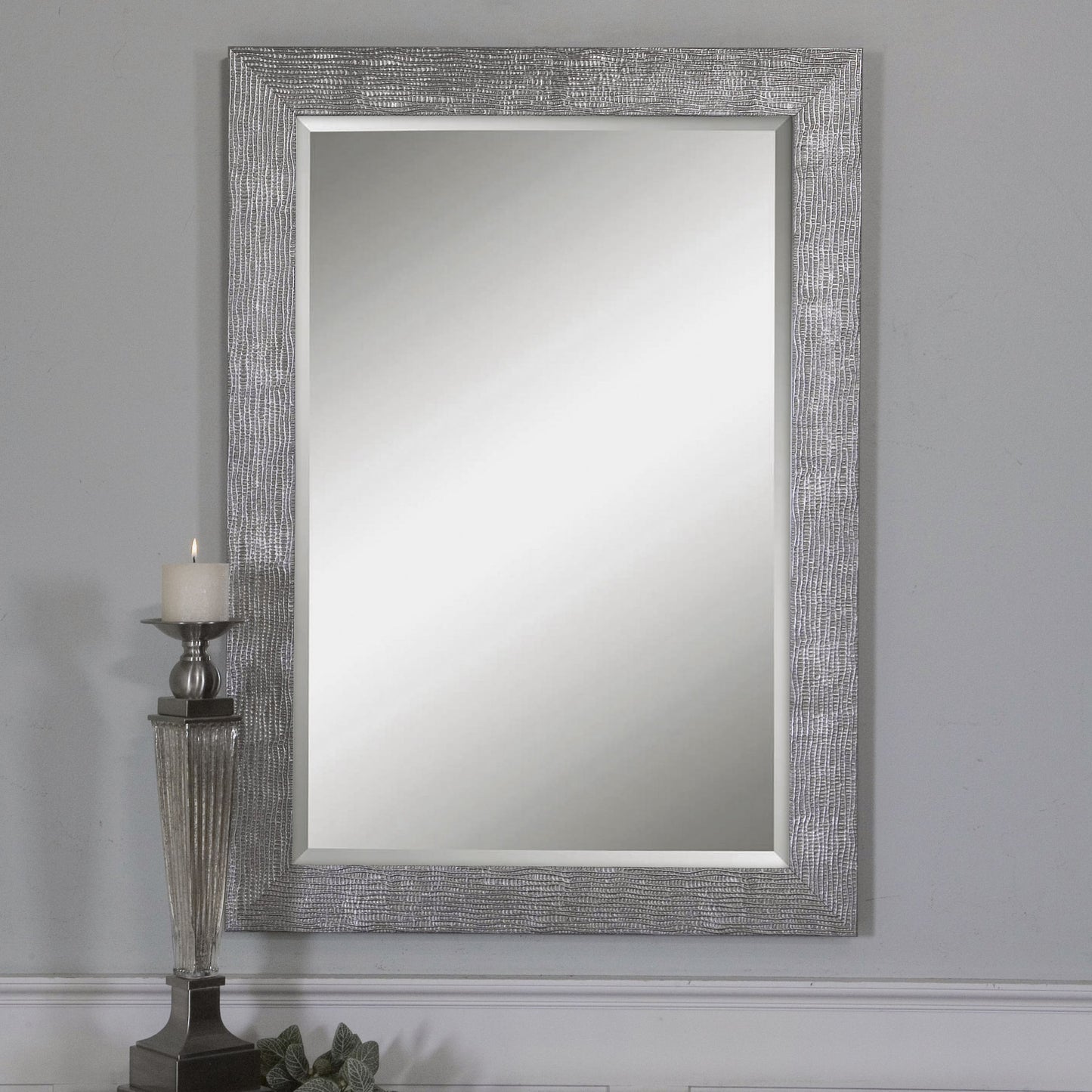002 S-252172 | Lifestyle | Tarek Mirror by Uttermost in silver. Made from mdf in a modern style.