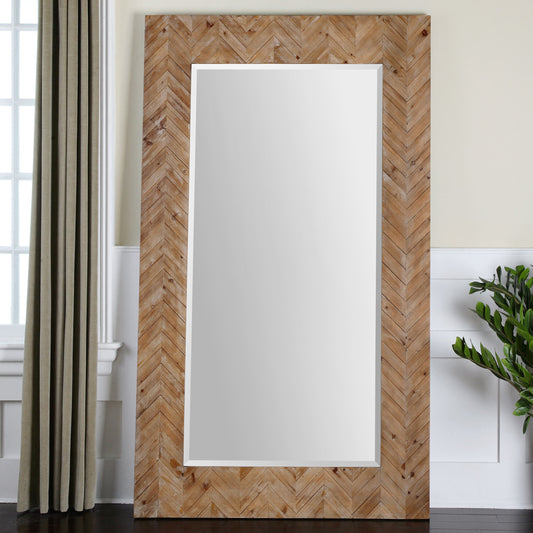 Demetria Oversized Wooden Mirror by Uttermost. Made from fir, mdf, glass in a cottage & farmhouse style.