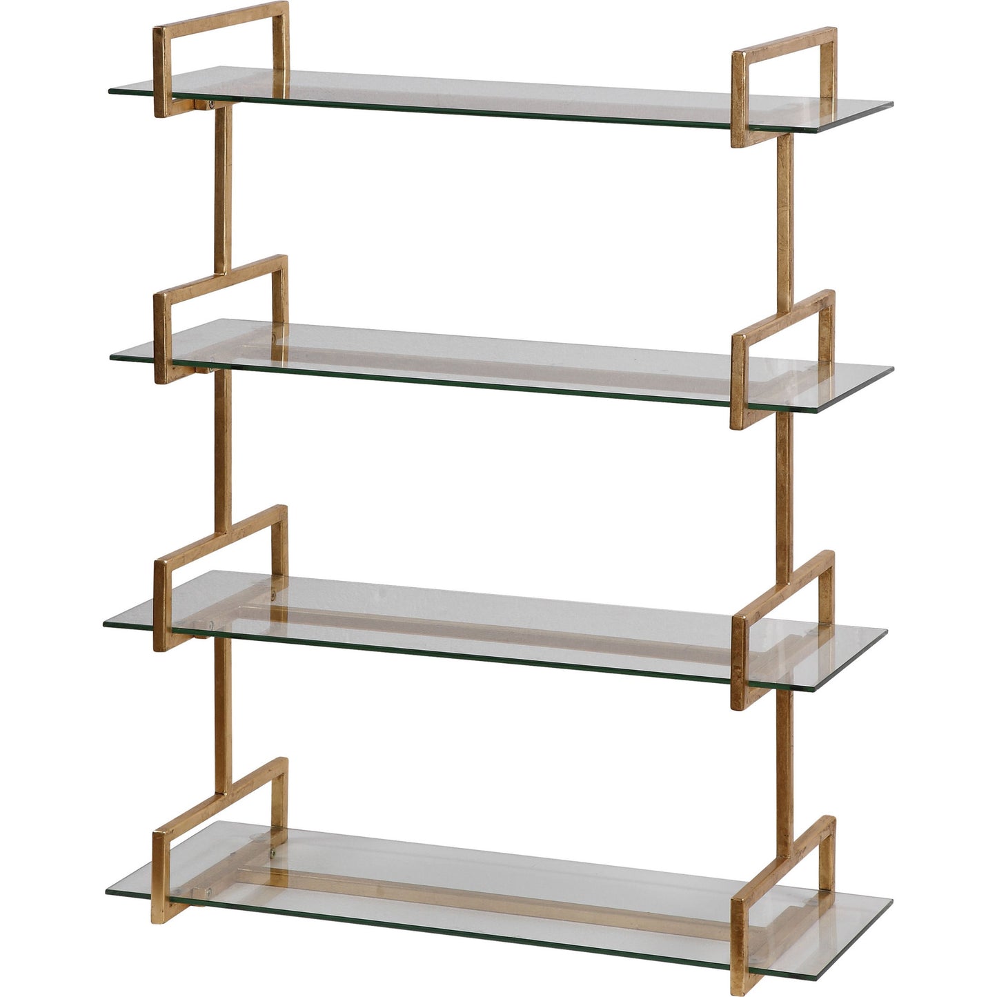 002 S-251582 | Additional Silo | Auley Wall Shelf by Uttermost in gold. Made from iron, tempered glass in a modern style.