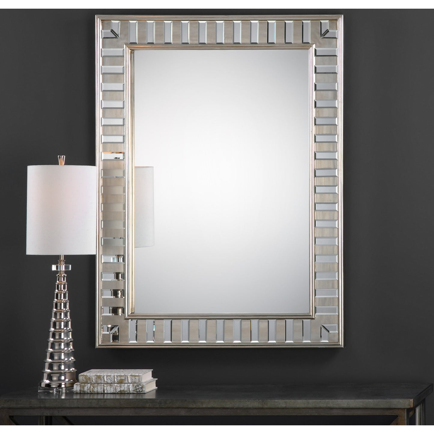 002 S-251773 | Lifestyle | Lanester Mirror by Uttermost in silver. Made from wood, mdf, mirror in a modern style.