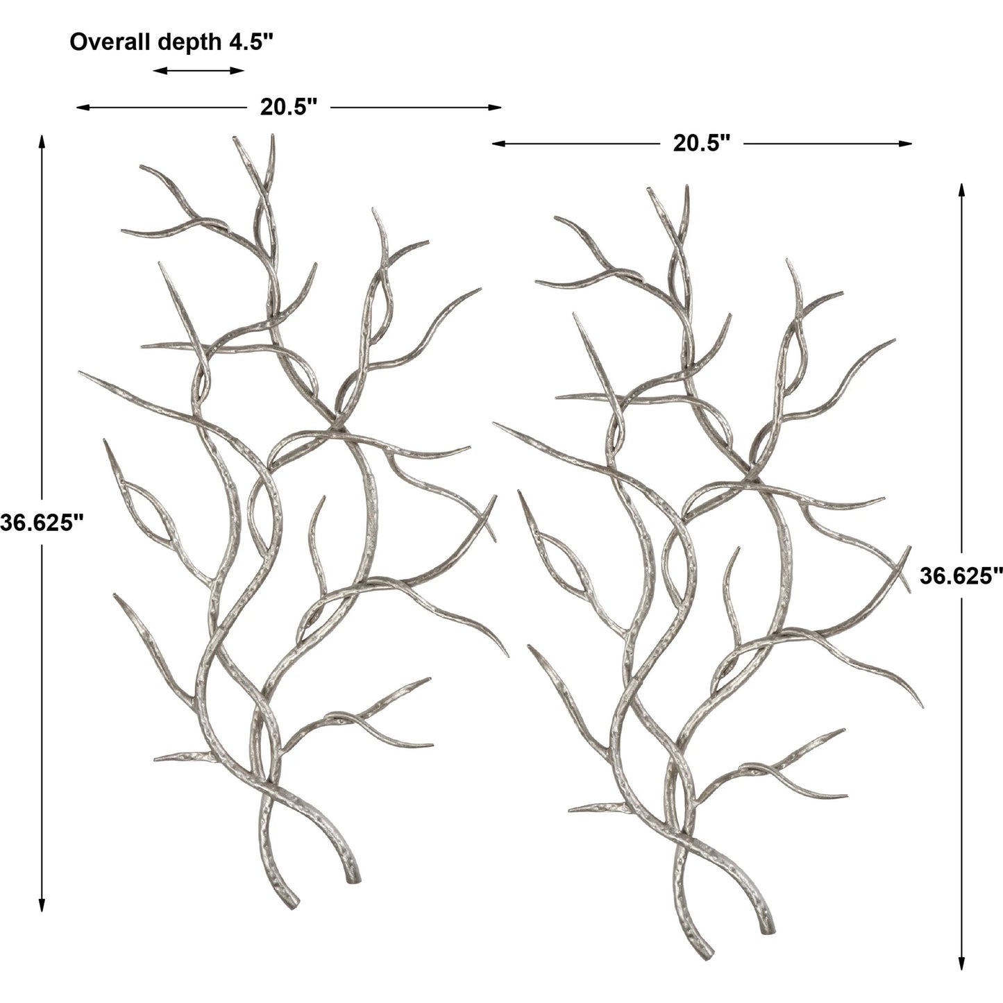 004 S-251588 | Additional Silo | Silver Branches Wall Art (Set of 2) by Uttermost in multi and silver. Made from iron in a modern style.