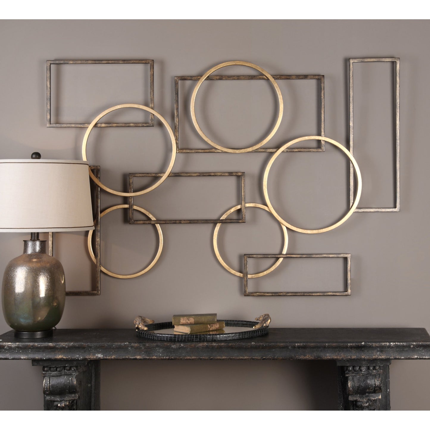 002 S-251595 | Lifestyle | Elias Wall Art by Uttermost in multi and gold. Made from iron in a modern style.