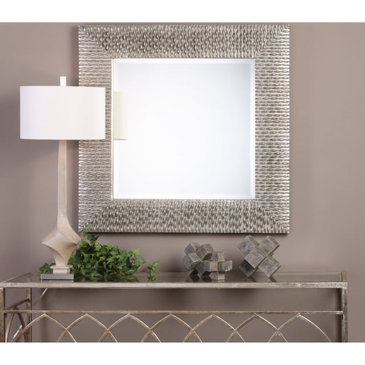 Cressida Mirror by Uttermost in silver. Made from pu leather, mirror, mdf in a modern style.
