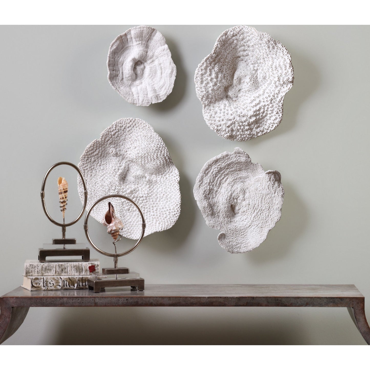 002 S-252576 | Lifestyle | Sea Coral Wall Art (Set of 4) by Uttermost in multi. Made from polyresin in a coastal style.