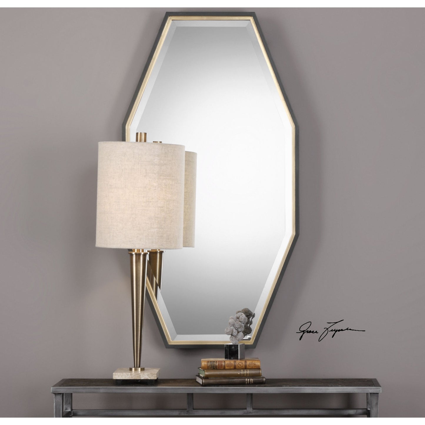002 S-251881 | Additional Silo | Savion Gold Octagon Mirror by Uttermost in gold. Made from pine, mdf, glass in a modern style.