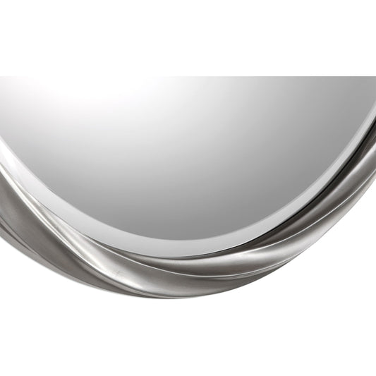 Orion Mirror by Uttermost in silver. Made from pu leather, mirror, mdf in a modern style.