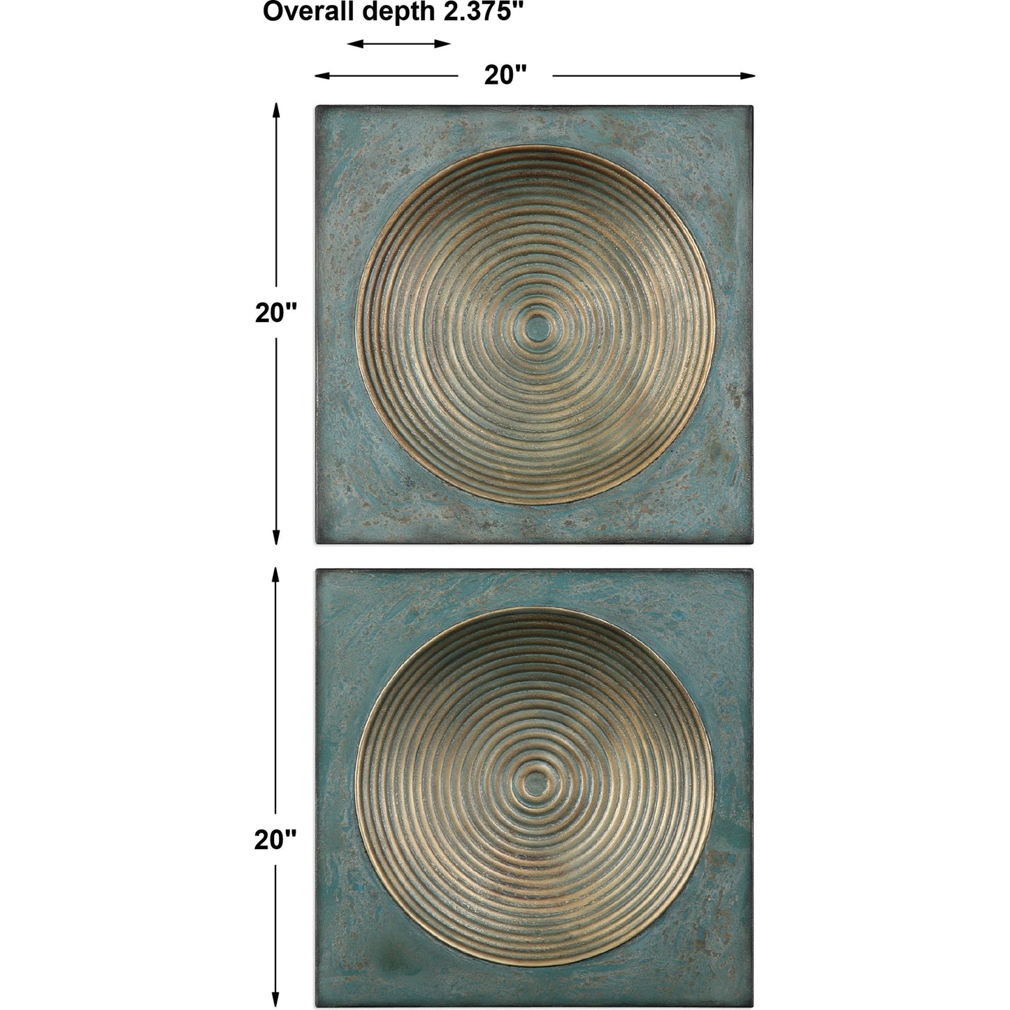004 S-251616 | Additional Silo | Sybil Squares (Set of 2) by Uttermost in gold. Made from iron in a modern style.