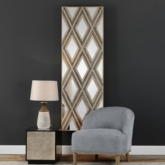 Tahira Geometric Argyle Pattern Wall Mirror by Uttermost. Made from fir veneer, mdf, mirror in a modern style.