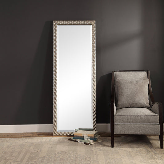 Cacelia Metallic Silver Mirror by Uttermost in silver. Made from mdf, glass, paper in a transitional style.