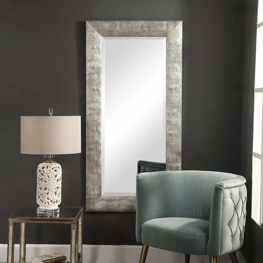 Maeona Mirror by Uttermost in silver. Made from mdf, mirror, corrugated, kraft in a modern style.