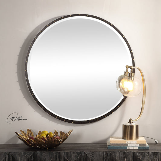 Benedo Round Mirror by Uttermost. Made from metal, mirror in a modern style.