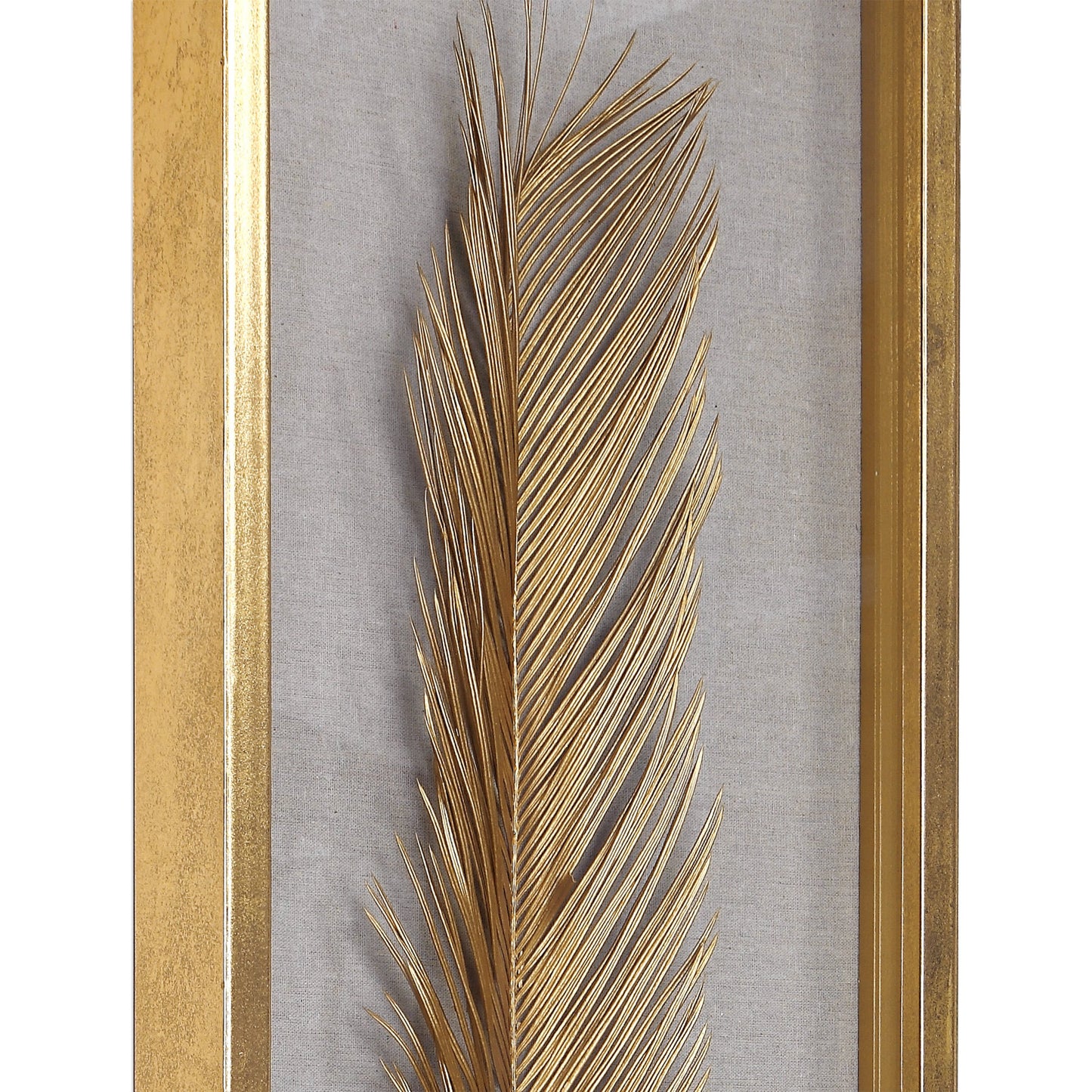 003 S-338647 | Additional Silo | Palma Gold Leaf Shadow Box by Uttermost in gold. Made from mdf, glass, plastic, linen in a modern style.