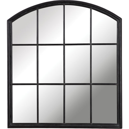 Lyda Aged Black Arch Mirror by Uttermost in black. Made from iron, glass, mdf in a transitional style.