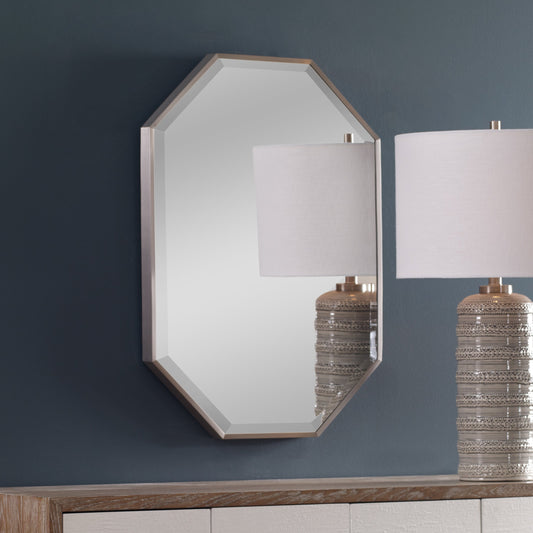 Stuartson Octagon Vanity Mirror by Uttermost. Made from stainless steel, mdf, glass in a transitional style.