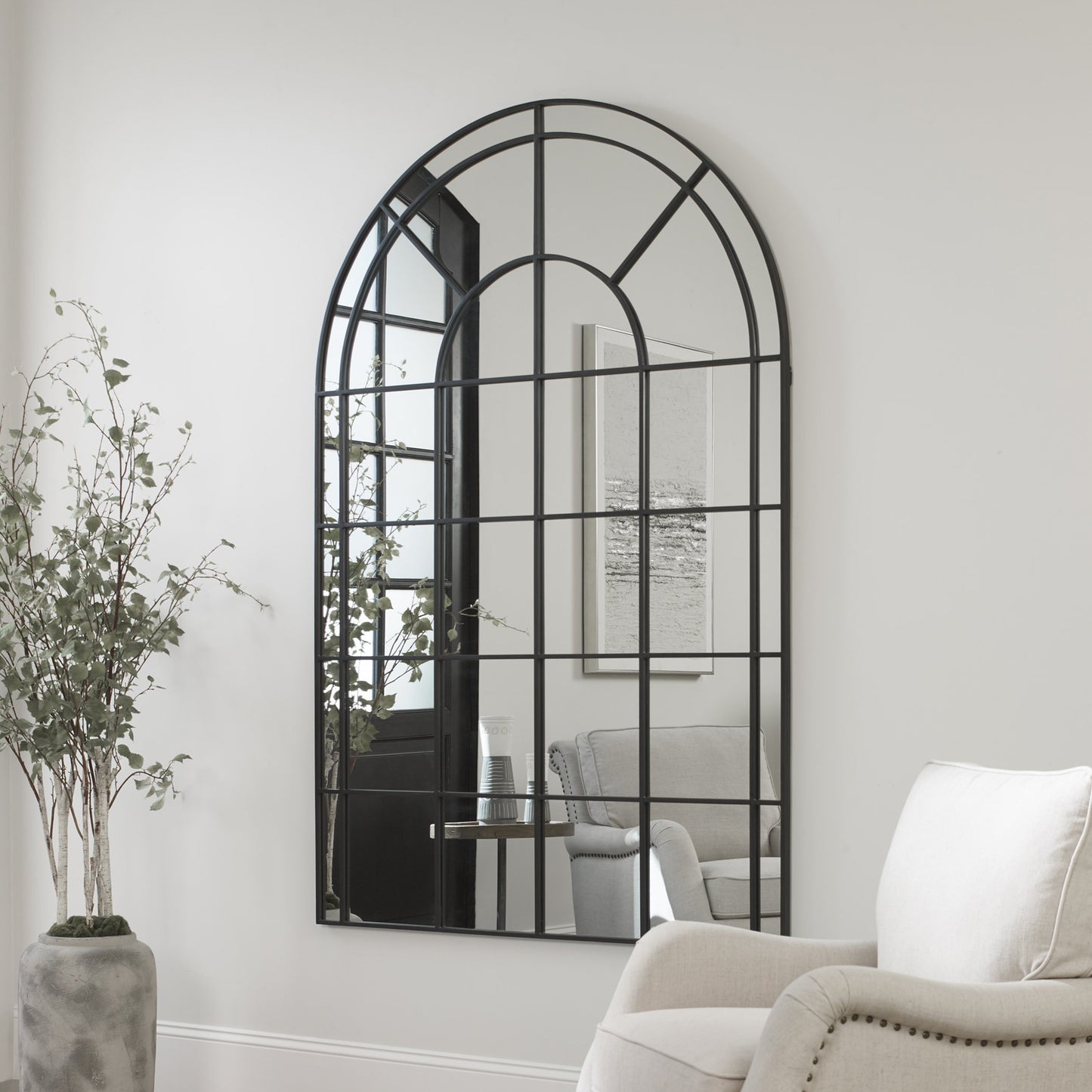 003 SR-897270 | Lifestyle | Grantola Arch Mirror by Uttermost in iron. Made from iron, mdf, glass in a cottage & farmhouse style.