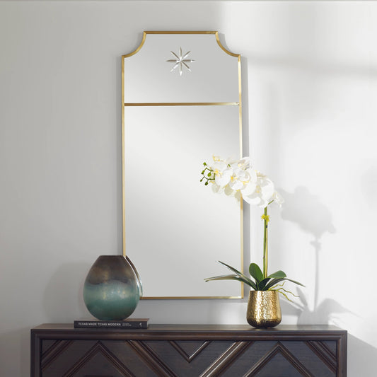 Caddington Mirror by Uttermost in brass. Made from stainless steel, glass, mdf in a transitional style.