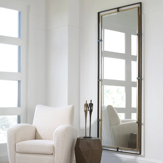 Carrizo Tall Mirror by Uttermost in bronze. Made from iron, glass, mdf in a transitional style.