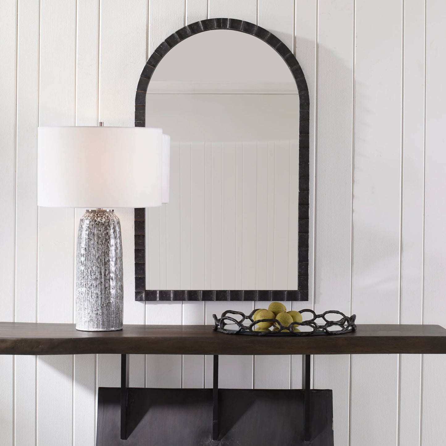 002 SI-1923578 | Lifestyle | Dandridge Arch Mirror by Uttermost. Made from mdf, mirror, iron in a modern style.