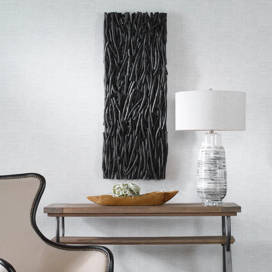 Gathered Wall Decor by Uttermost in black teak. Made from teak branch in a modern style.