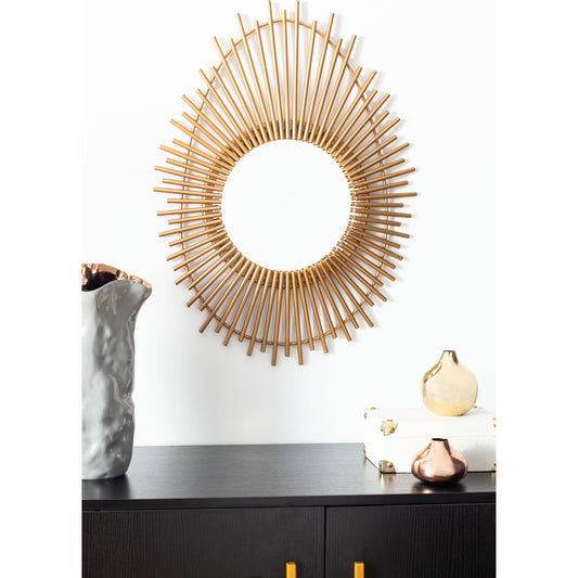 Menoken Mirror by HedgeApple Essentials in gold. Made from iron, glass, mdf in a eclectic & global style.