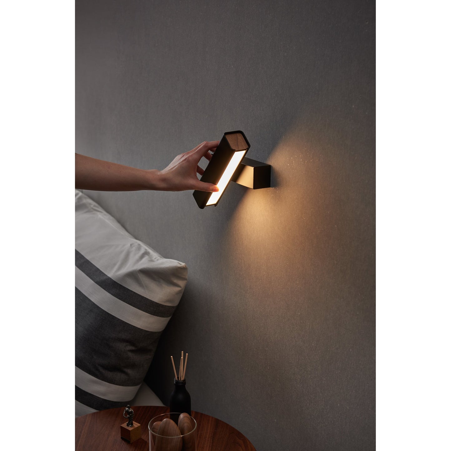 019 SR-381034 | Lifestyle | Mumu Wall Lamp by Seed Design. Made from aluminum, wood in a modern style.