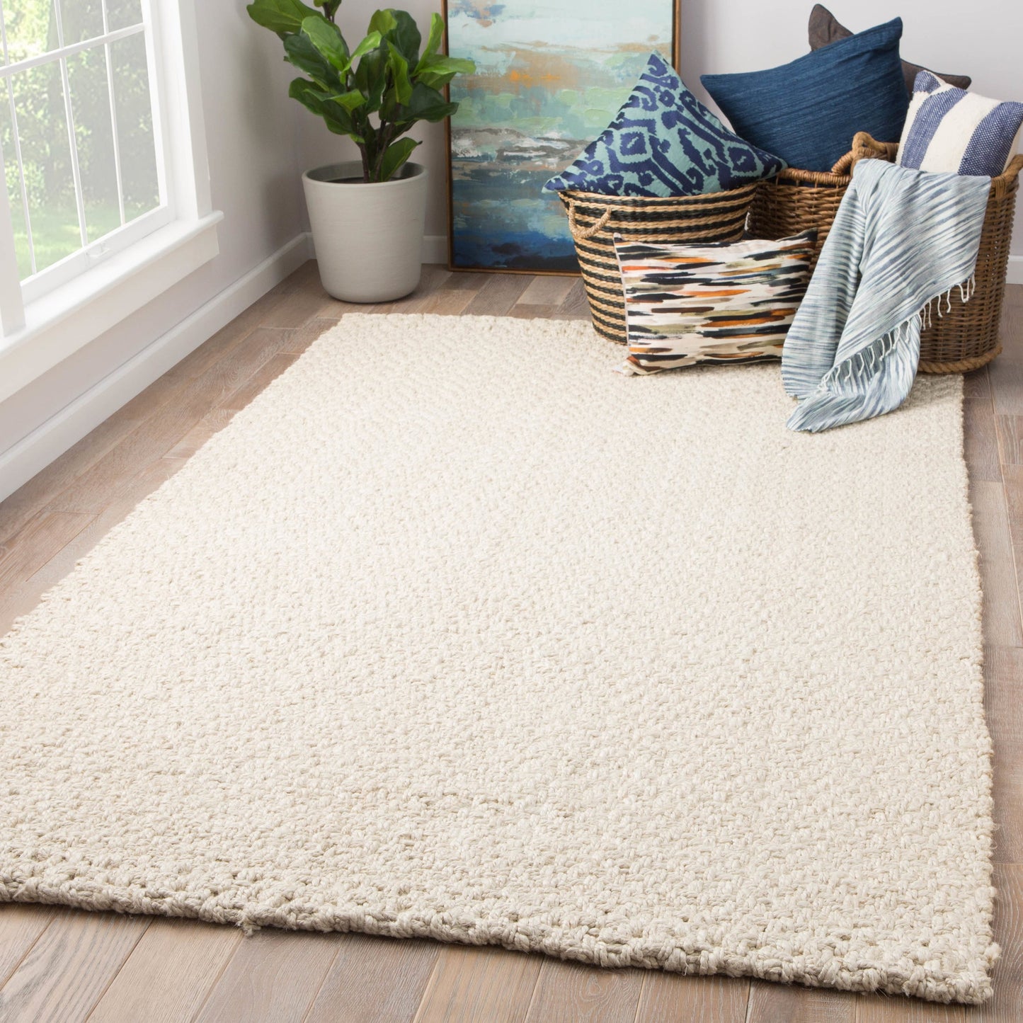 005 100119-20279,100119-20281,SI-1782391,SI-1946086,SI-1946087 | Lifestyle | Naturals Tobago NAT31 Rug by Jaipur Living in white. Made from 100% jute in a unique style.
