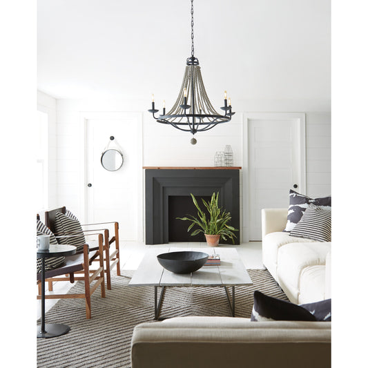 Nori Chandelier by Generation Lighting in dark weathered zinc, driftwood gray. Made from steel in a eclectic & global style.