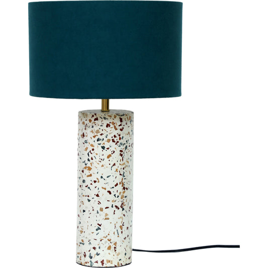 Terrazzo Cylinder Table Lamp by Moe's Home Collection in multi. Made from terrazzo marble, concrete base, iron, hand loomed cotton shade in a eclectic & global style.