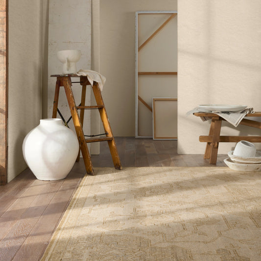 Onessa ONE07 Rug by Jaipur Living in tan, gold. Made from 100% wool in a unique style.