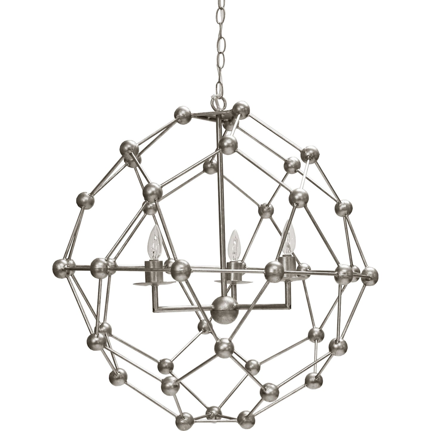 001 S-316832 | Additional Silo | Orbit Molecule Chandelier by Worlds Away in silver leaf and silver leaf. Made from metal in a modern style.
