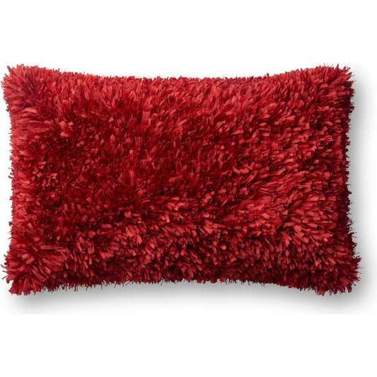 Poosh Pillow by Loloi in red. Made from 100% polyester in a modern style.