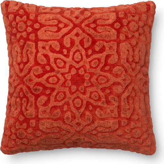 Starburst Damask Pillow by Loloi in chili. Made from 100% viscose in a eclectic & global style.