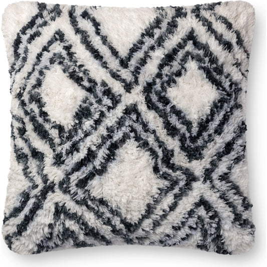P0711 Pillow by Loloi in charcoal, white. Made from polyester, cotton in a eclectic & global style.