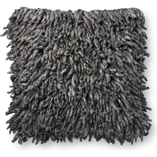 P0802 Pillow by Loloi in charcoal. Made from viscose, wool, polyester in a modern style.
