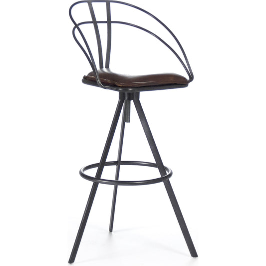 Nathan Bar Stool by Zentique in leather and iron. Made from iron in a modern style.