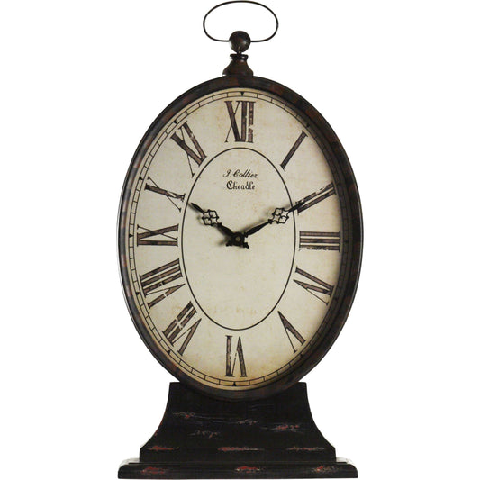 001 S-338008 | Primary Silo | Paris Table Clock by Zentique in antique black and iron. Made from iron in a traditional style.