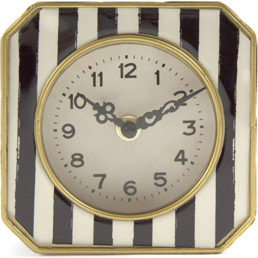 001 S-336732 | Primary Silo | Black and White Striped Clock by Zentique in white, black stripes and pewter. Made from pewter in a modern style.