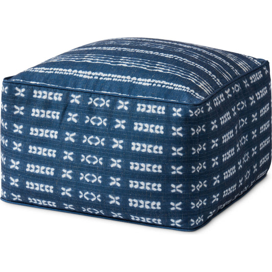 PF0007 Pouf by Loloi in indigo, ivory. Made from polyester, linen in a modern style.