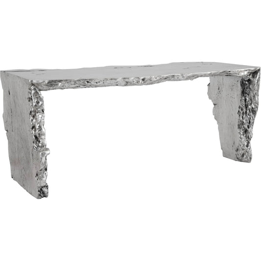 Waterfall Silver Desk by Phillips Collection in silver and silver leaf. Made from resin, resin composite in a eclectic & global style.